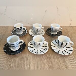 New Bodum Black Espresso Cups and Saucers Set and 3 Stackable Coffee Mugs